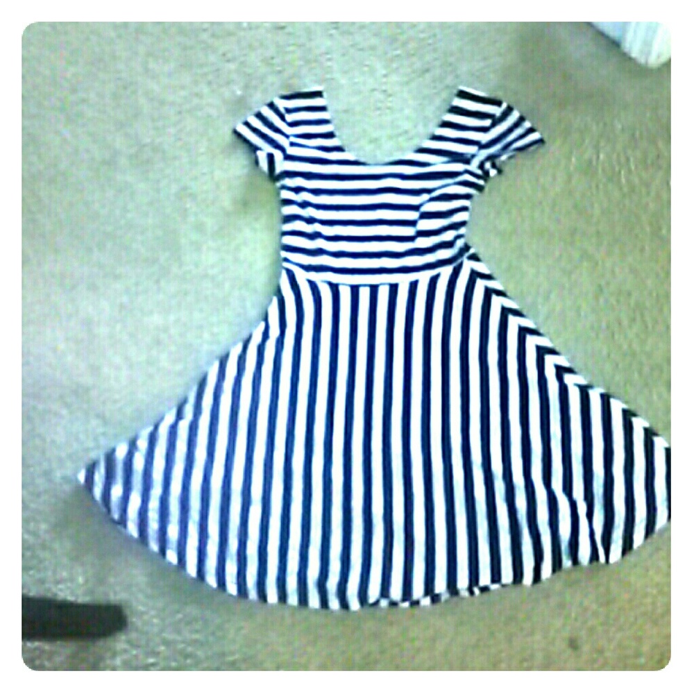 White and black strip dress